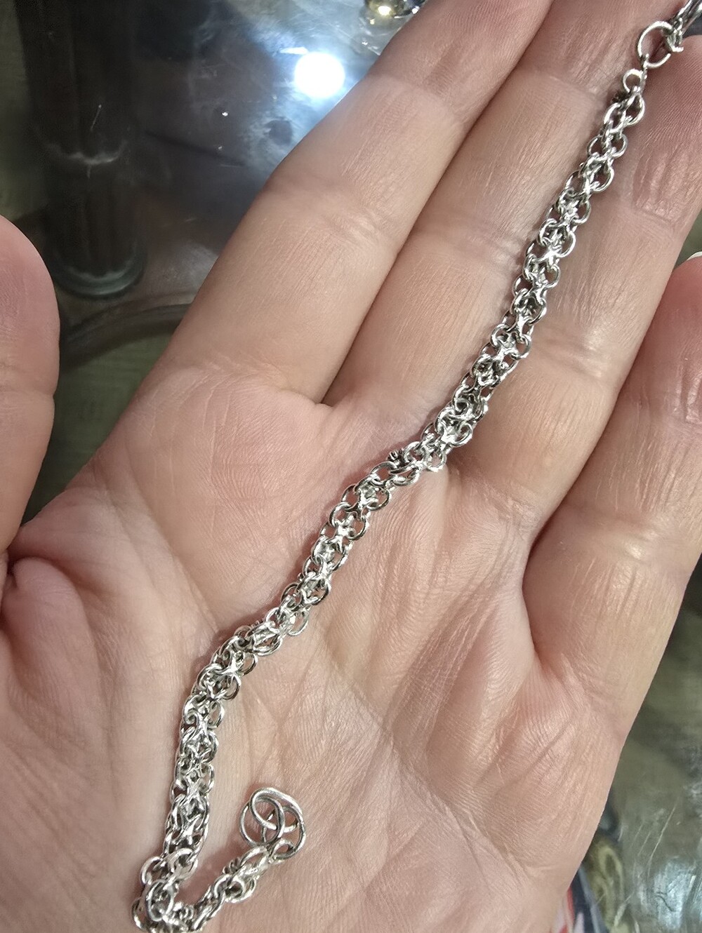Vintage Sterling Silver Hearts/Cannetile Filigree Bracelet - Picture 7 of 8